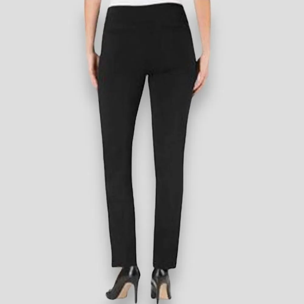 Hilary Radley Black Textured Slim Leg High Rise Stretch Ponte Pants Size 6 - Picture 3 of 11